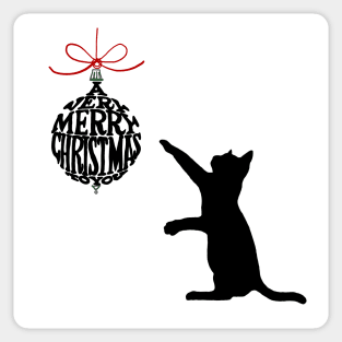 Merry Christmas black cat Sticker